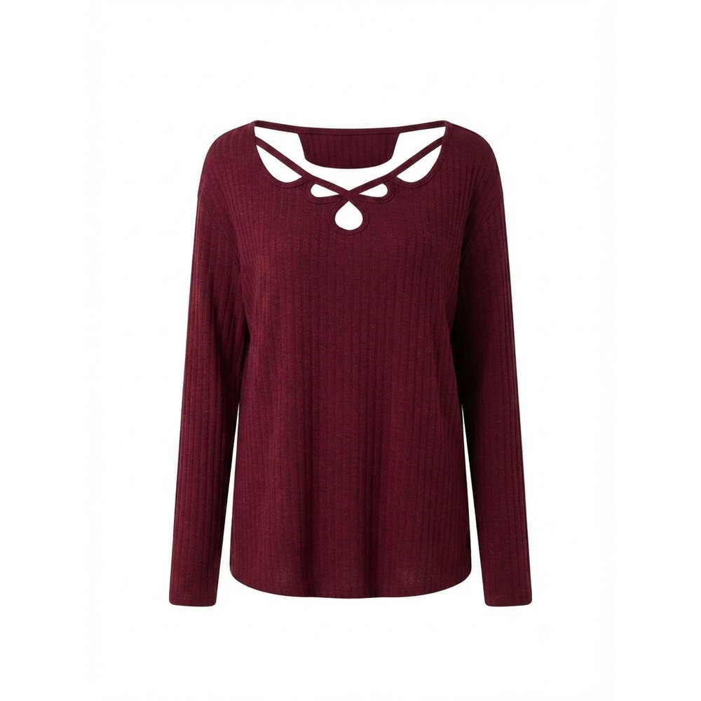 Torrid Plus Size Burgundy Cross Over Front Waffle Knit Top Size 6X